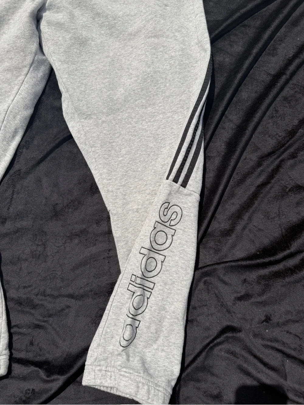 adidas Light Gray Men's Fleece Sweatpants with Drawstring